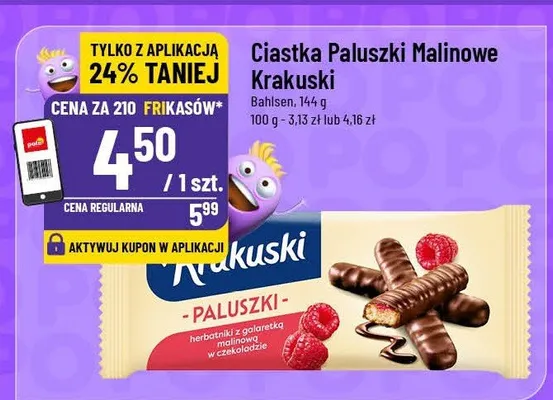 Ciastka Paluszki Malinowe Krakowski promocja w POLOmarket