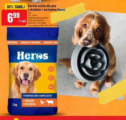 Karma sucha dla psa z drobiem i wołowiną Heros promocja w POLOmarket