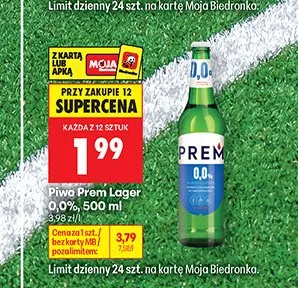 Piwo Prem Lager 0,0% promocja w Biedronka