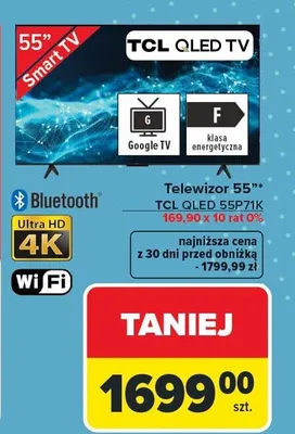 Telewizor 55" TCL QLED 55P71K promocja w Carrefour