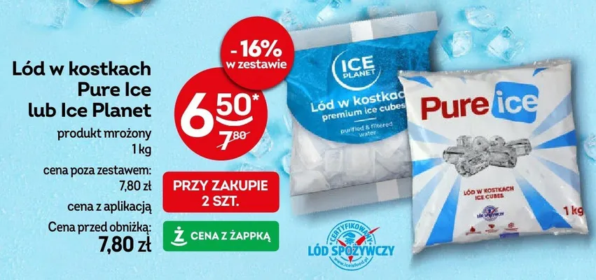 Lód w kostkach Pure Ice promocja w Żabka