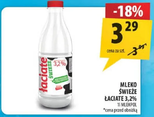 Mleko świeże łaciate 3,2% promocja w Arhelan
