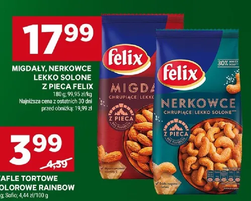 Migdały, nerkowce lekko solone z pieca promocja w Stokrotka