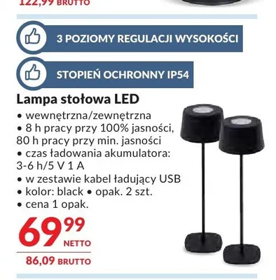 Lampa stołowa LED 2-pak promocja w Makro