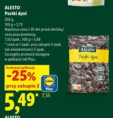 Pestki dyni Alesto promocja w Lidl