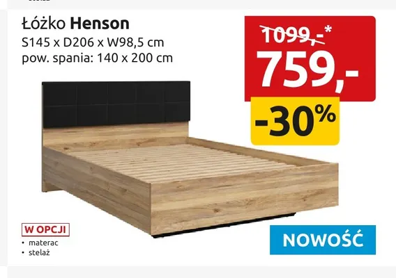 Łóżko Henson promocja w Black Red White