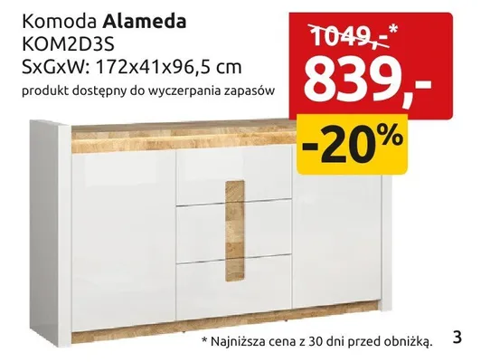 Komoda Alameda KOM2D3S promocja w Black Red White
