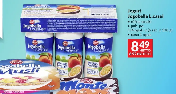 Jogurt Jogobella L.casei Zott różne smaki promocja w Makro