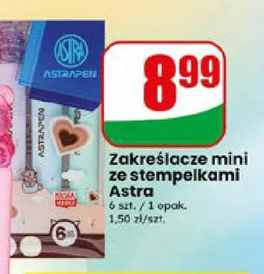 Zakreślacze mini ze stempelkami Astra promocja w Dino