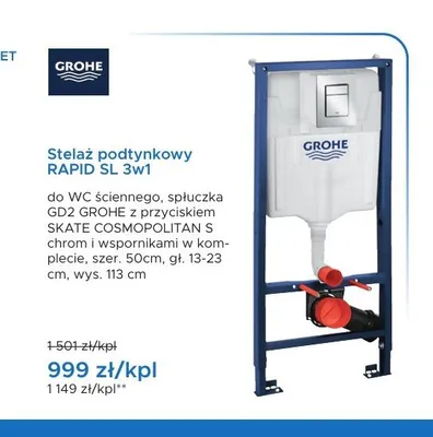 Stelaż podtynkowy GROHE RAPID SL 3w1 promocja w Blu Salony Łazienek