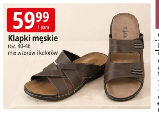 Klapki męskie Tiisaia roz. 40-46 promocja w Leclerc