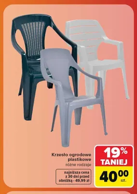 Krzesło ogrodowe plastikowe promocja w Carrefour