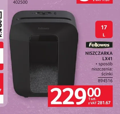 Niszczarka LX41 Fellowes promocja w Selgros