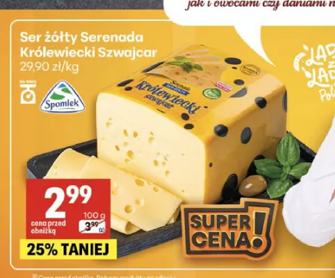 Ser żółty Serenada Królewiecki Szwajcar promocja w Delikatesy Centrum