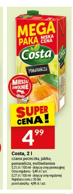Napój Costa czarna porzeczka 2 l promocja w Twój Market