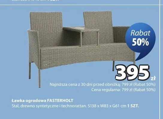 Ławka ogrodowa FASTERHOLT promocja w Jysk