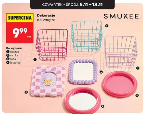 Dekoracje do wnętrz koszyk Smukee promocja w Biedronka