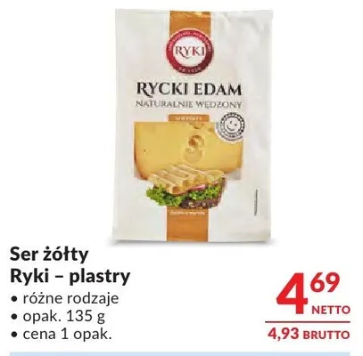 Ser żółty Ryki – plastry różne rodzaje promocja w Makro