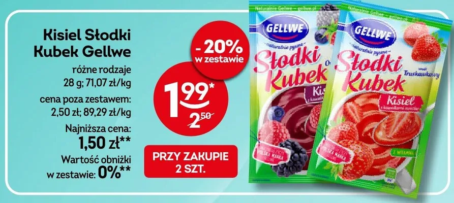 Kisiel Słodki Kubek Gellwe o smaku owoców leśnych promocja w Żabka