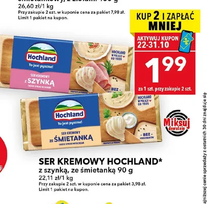 Ser kremowy Hochland z szynką promocja w LEWIATAN