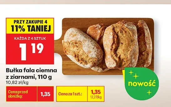 Bułka fala ciemna z ziarnami promocja w Biedronka