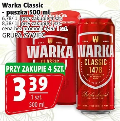 Wódka Warka Classic puszka 500ml promocja w Prim Market