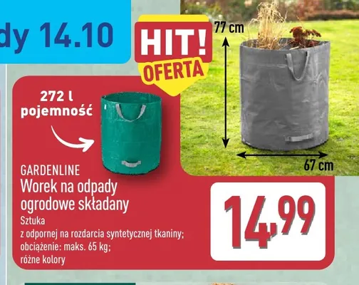 Worek na odpady ogrodowe składany 272 l Gardenline promocja w Aldi