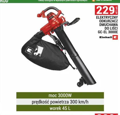 Elektryczny odkurzacz dmuchawa do liści Einhell GC-EL 3000E promocja w Merkury Market