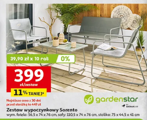 Zestaw wypoczynkowy Sorento Gardenstar promocja w Auchan