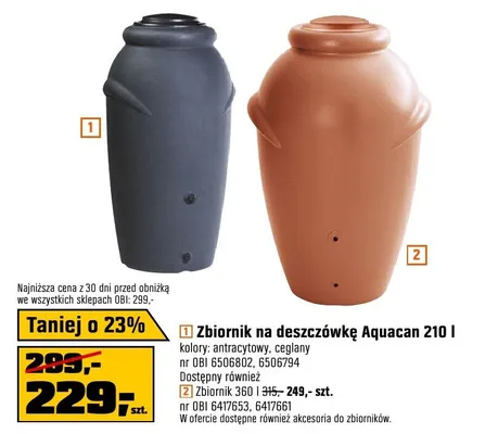 Zbiornik na deszczówkę Aquacan 360 l terakotowy promocja w OBI