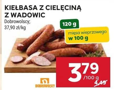 Kiełbasa z cielęciną z Wadowic Dobrowolscy promocja w Stokrotka