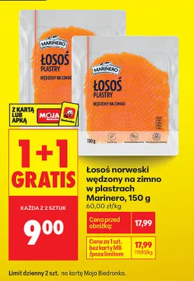 Łosoś norweski wędzony na zimno w plastrach promocja w Biedronka