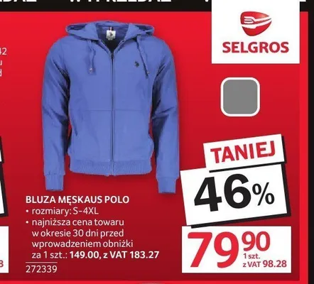 Bluza męska U.S. Polo promocja w Selgros