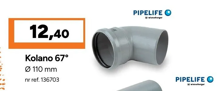 Kolano 67° Pipelife promocja w Bricoman