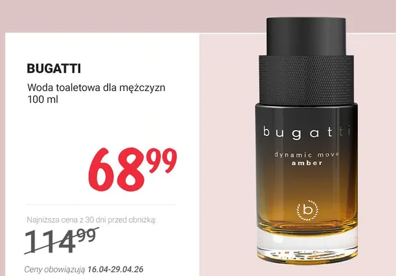 Woda toaletowa Bugatti dynamic move amber dla mężczyzn promocja w Rossmann