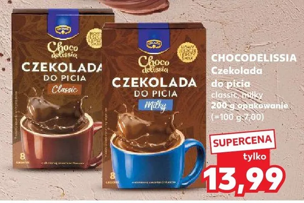 Czekolada do picia classic, milky promocja w Kaufland