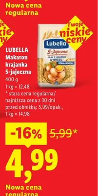 Makaron krajanka 5-jajeczna Lubella promocja w Lidl