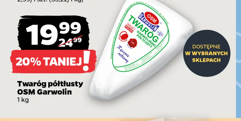 Twaróg półtłusty OSM Garwolin promocja w Netto