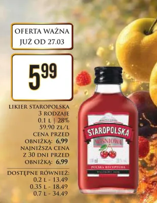 Likier Staropolska Wiśniowa promocja w Dino