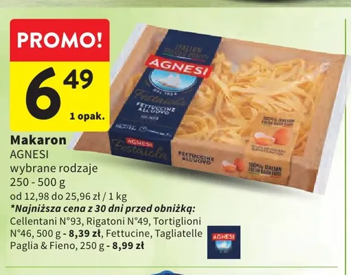 Makaron Agnesi promocja w Intermarche