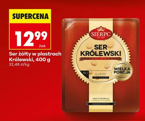 Ser żółty w plastrach Królewski Sierpc promocja w Biedronka