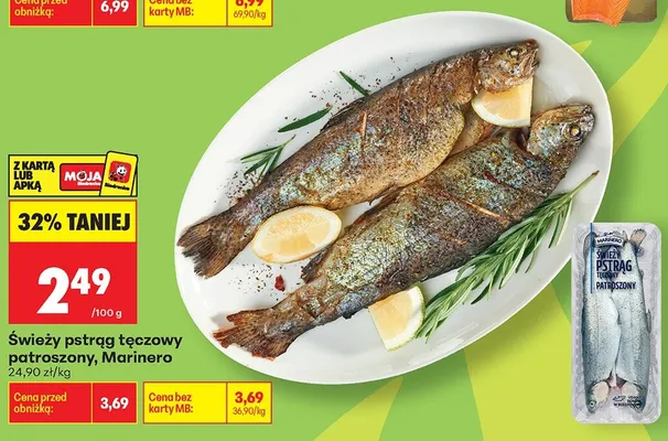 Świeży pstrąg tęczowy patroszony Marinero promocja w Biedronka