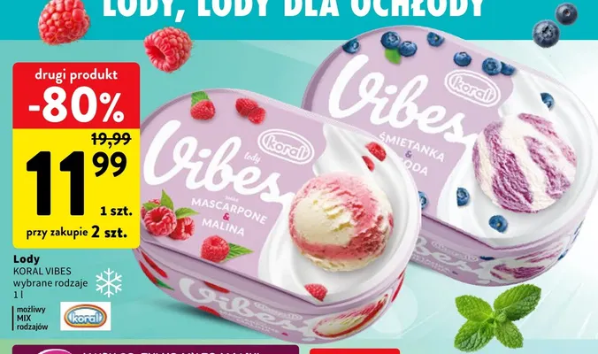 Lody Vibes śmietanka & jagoda promocja w Intermarche