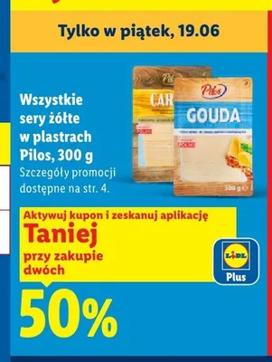 Ser żółty Carpatia w plastrach Pilos promocja w Lidl
