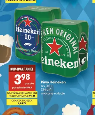 Piwo Heineken Original 4-pak 500 ml promocja w Delikatesy Centrum