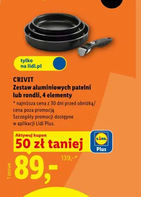 Zestaw aluminiowych patelni lub rondli 4 elementy CRIVIT promocja w Lidl
