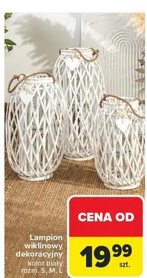 Lampion wiklinowy dekoracyjny kolor biały rozm. S, M, L promocja w Carrefour