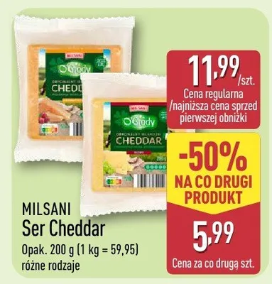 Ser Cheddar różne rodzaje promocja w Aldi