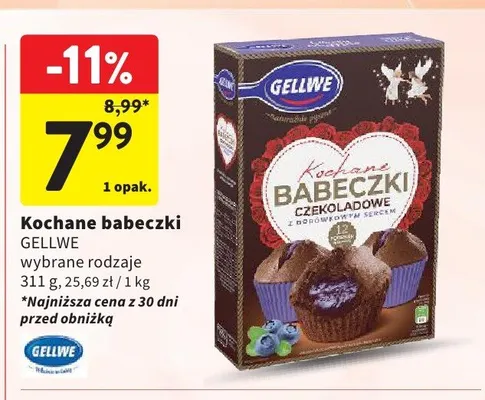 Kochane babeczki czekoladowe z borówkowym sercem GELLWE promocja w Intermarche