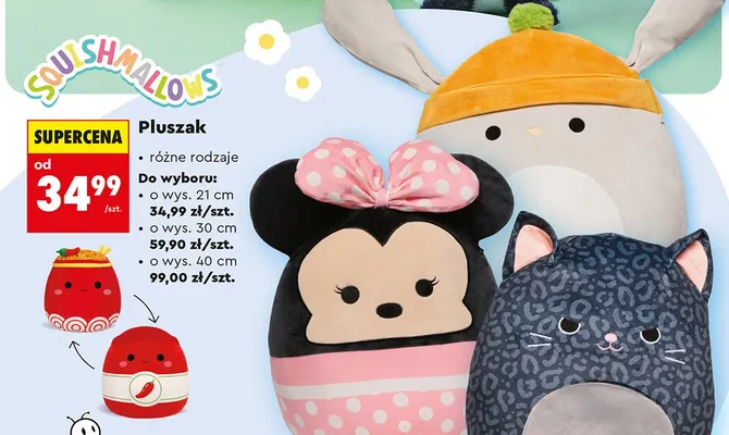 Pluszak Squishmallows różne rodzaje do wyboru: o wys. 21 cm, o wys. 30 cm, o wys. 40 cm promocja w Biedronka
